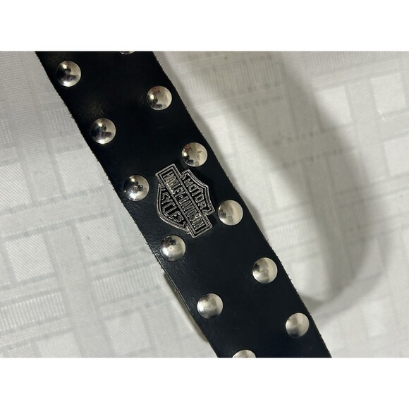 HARLEY DAVIDSON Motorcycle USA  28 Wide Black Leather Silver Studded Womens Belt main image 9